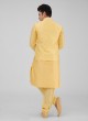 Yellow Color Art Silk Nehru Jacket